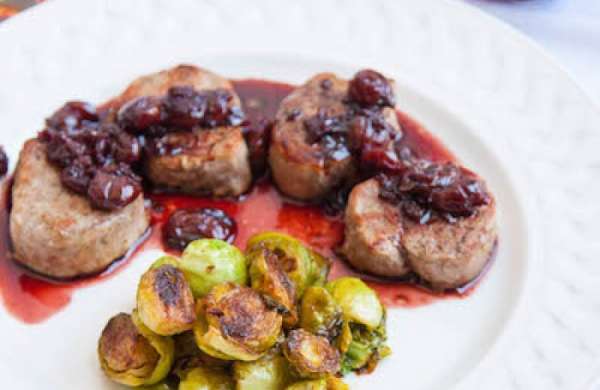 Pan Seared Pork Medallions With Tart Cherry Red Wine Reduction