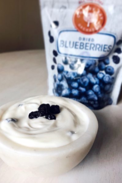 Dried blueberries yogurt